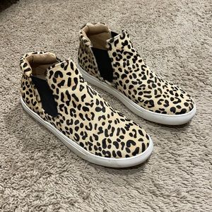 Leopard High Top Slip On Sneakers